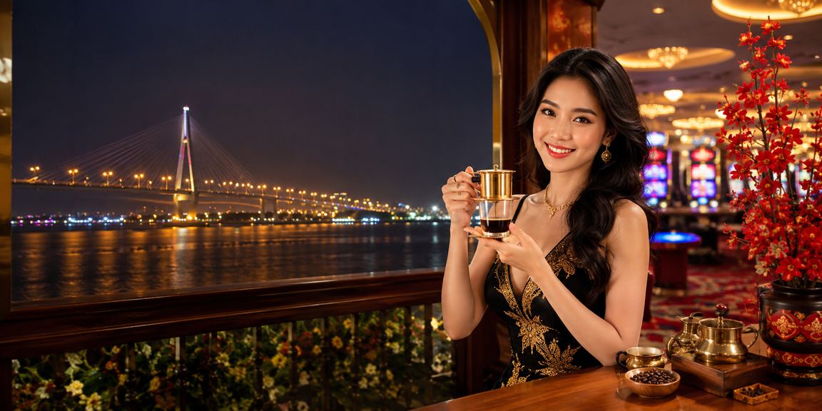 Người dùng tại Cần Thơ thưởng thức cà phê trong khi kiểm tra tài khoản d09